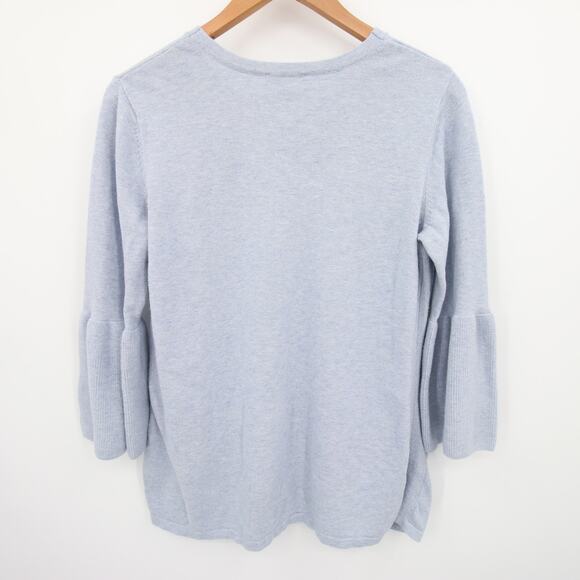 H by Halston Sweater Top Blue V Neck Bell Sleeve 3/4 Sleeve Blouse Casual Size M - Picture 11 of 11